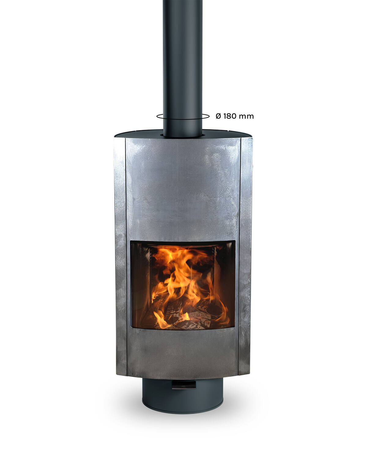 HYMME - anthracite - raw steel - flue system Ø180 - without leather