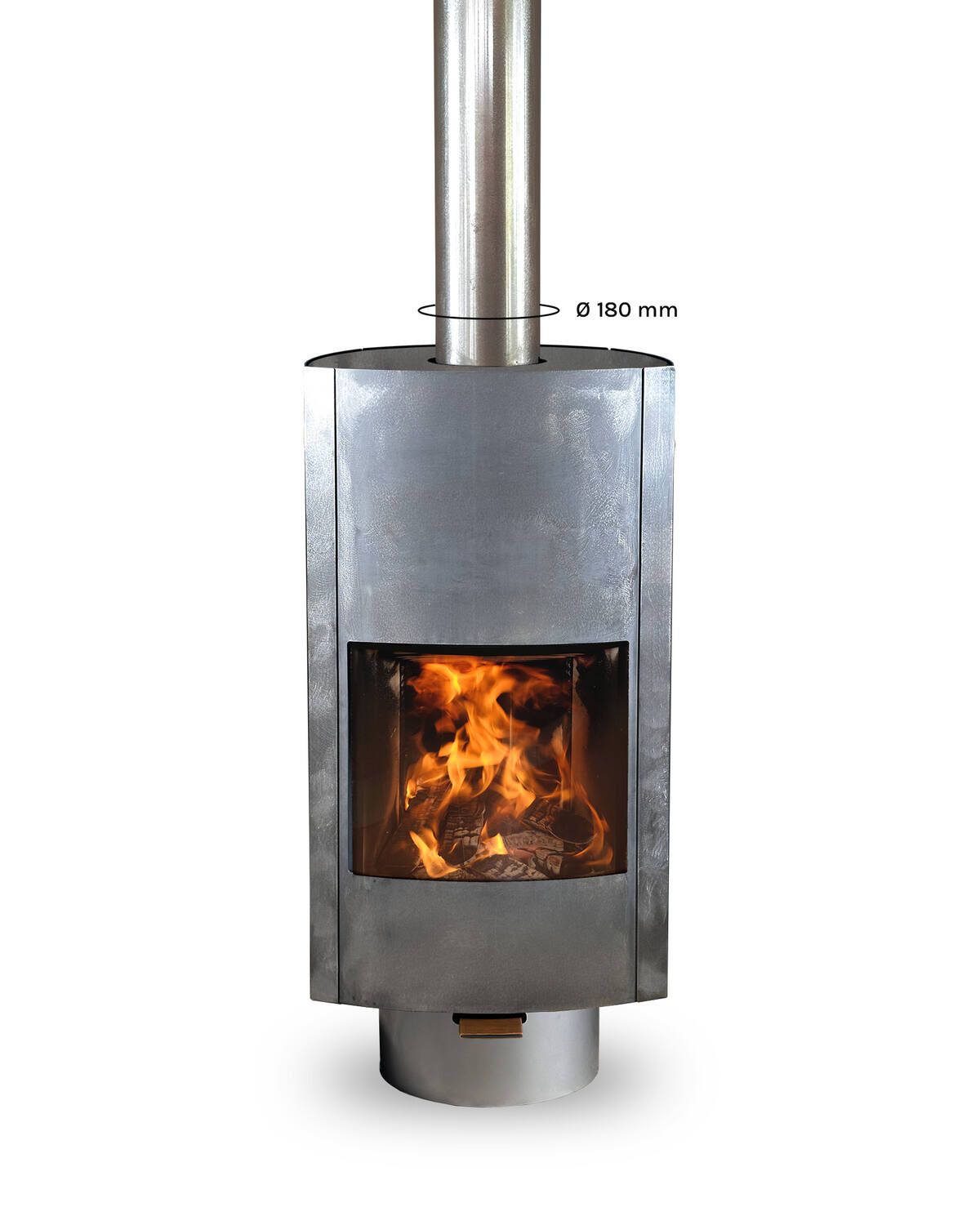 HYMME - raw steel - raw steel - flue system Ø180 - with leather