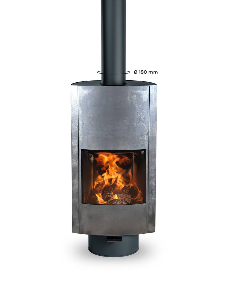 HYMME - anthracite - raw steel - flue system Ø180 - without leather