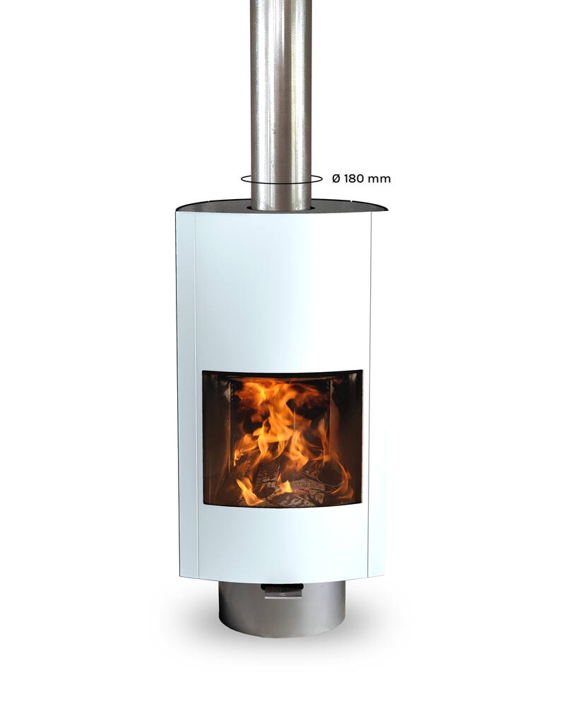 HYMME - raw steel - white - flue system Ø180 - without leather