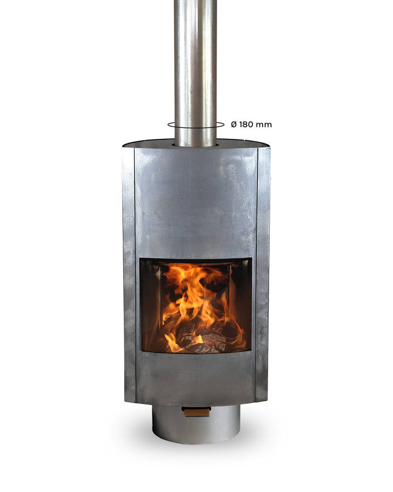 HYMME - raw steel - raw steel - flue system Ø180 - with leather